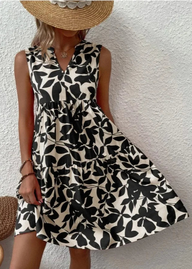 Elegante Zomerjurk Dames met V-hals en Bloemenprint