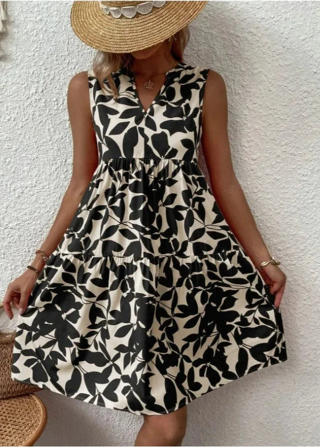 Elegante Zomerjurk Dames met V-hals en Bloemenprint