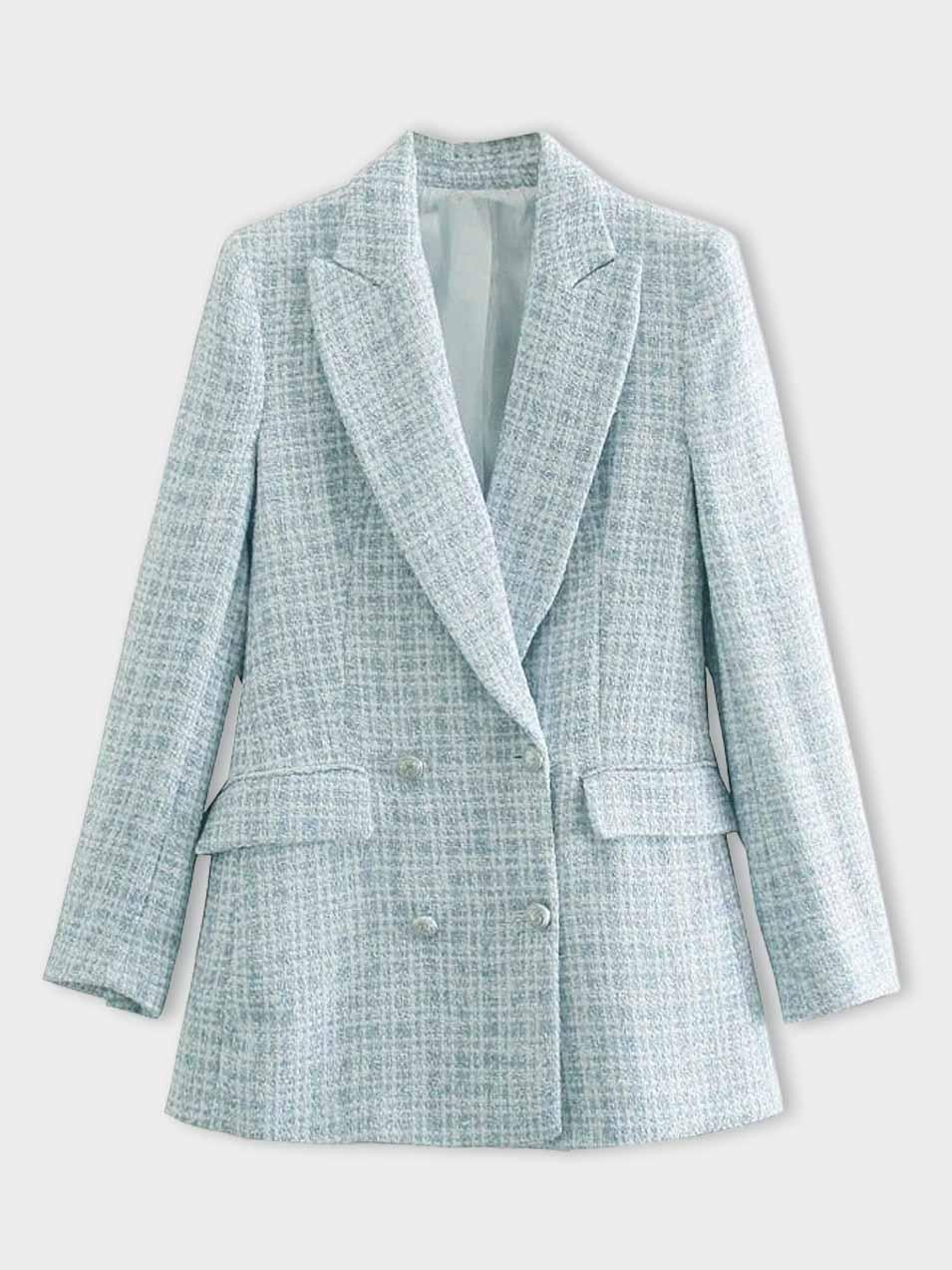 Dames Halflange Tweedblazer Met Knopen En Elegante Pasvorm