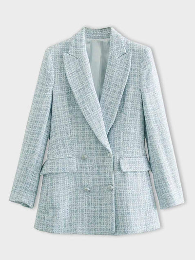 Dames Halflange Tweedblazer Met Knopen En Elegante Pasvorm