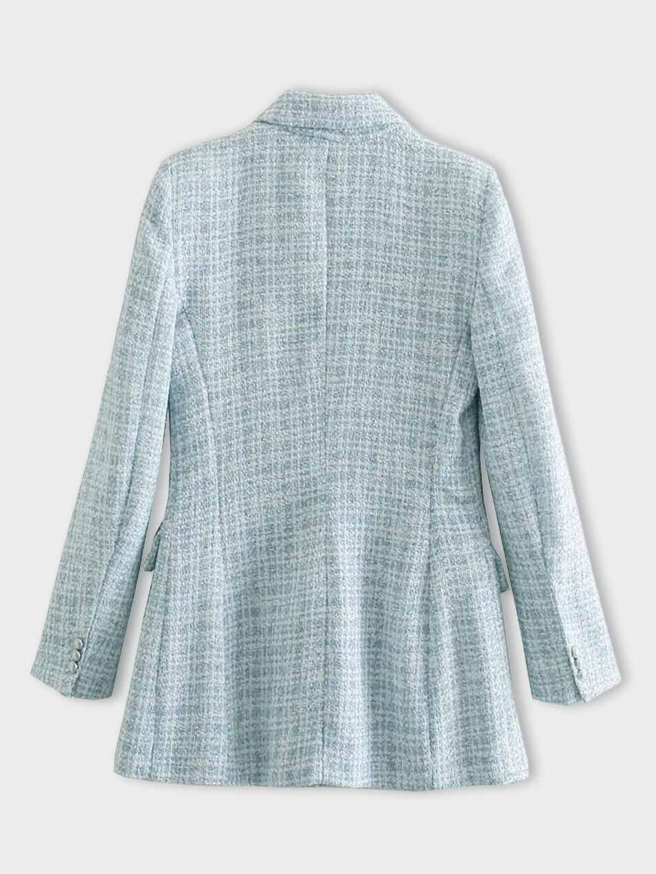 Dames Halflange Tweedblazer Met Knopen En Elegante Pasvorm