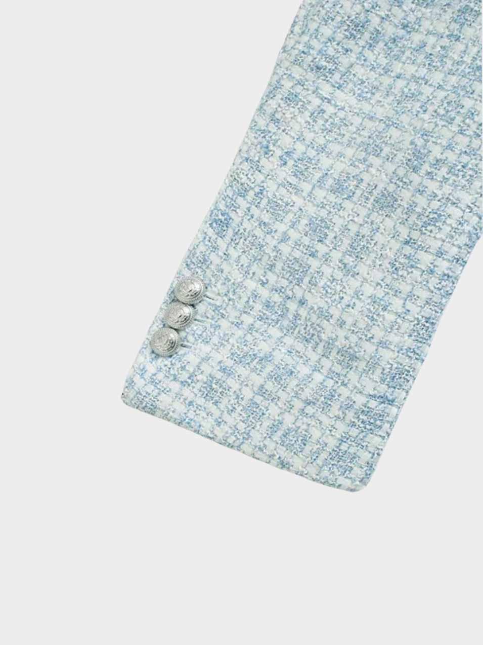 Dames Halflange Tweedblazer Met Knopen En Elegante Pasvorm