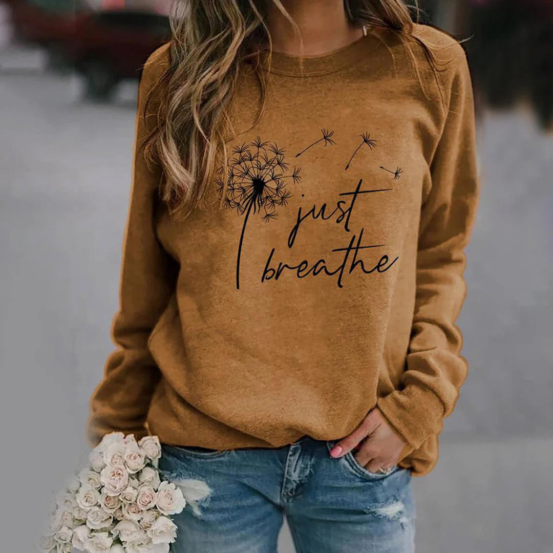 Dames Casual Sweater Met Print En Ronde Hals