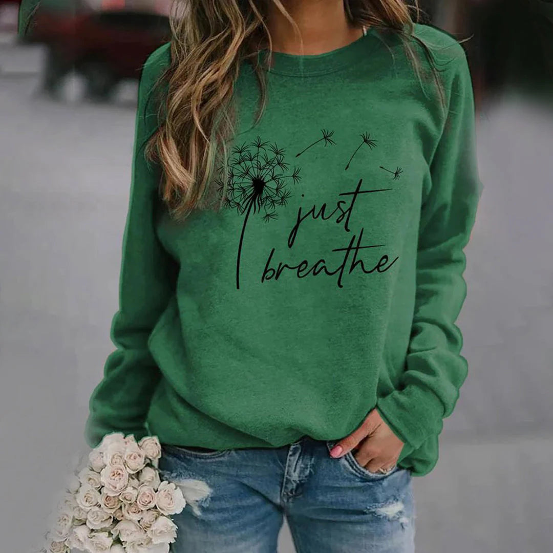 Dames Casual Sweater Met Print En Ronde Hals