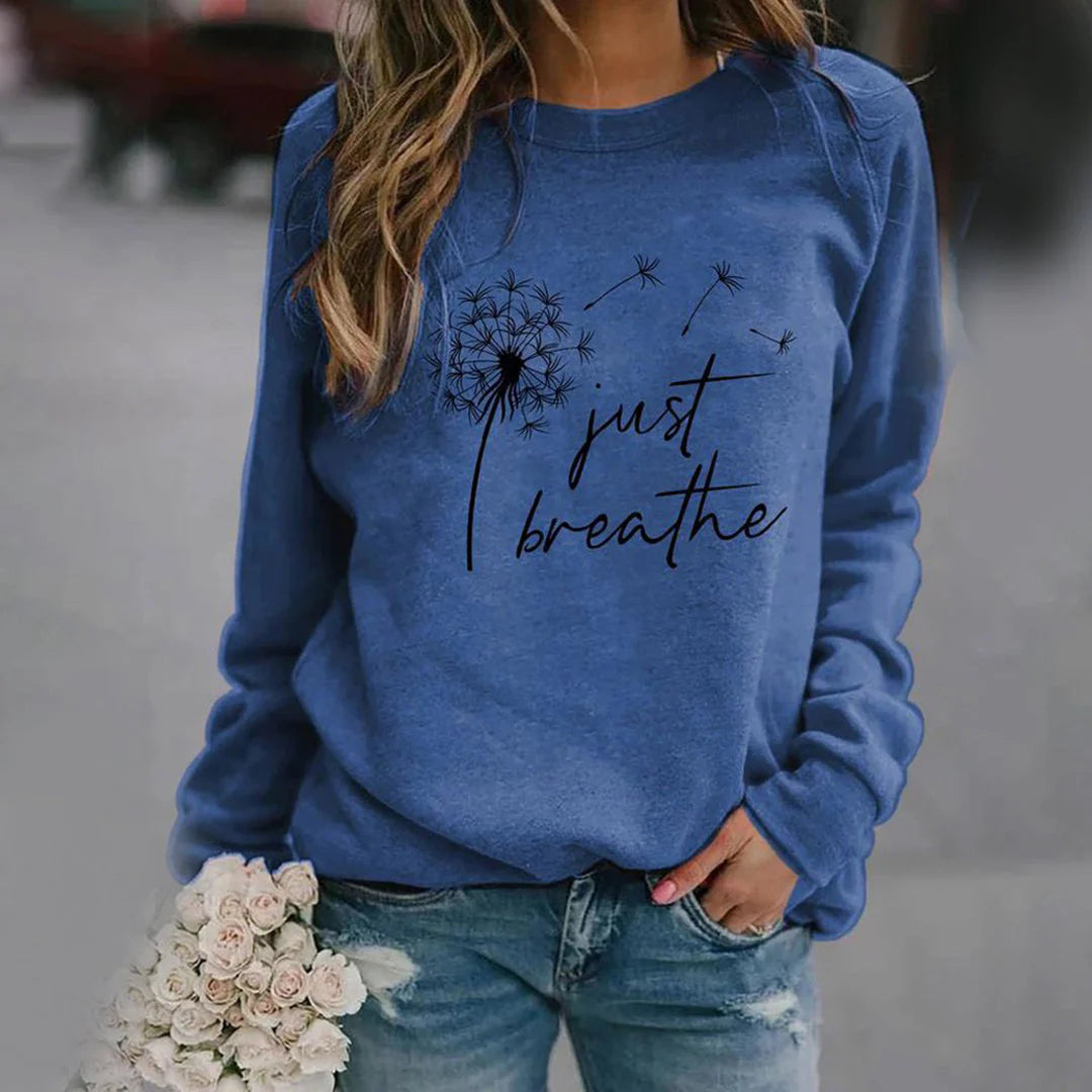 Dames Casual Sweater Met Print En Ronde Hals