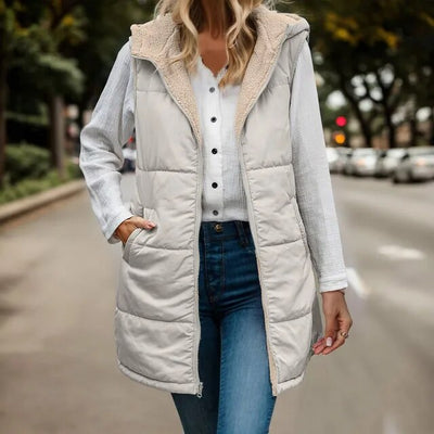 Dames Bodywarmer Met Fleece En Capuchon