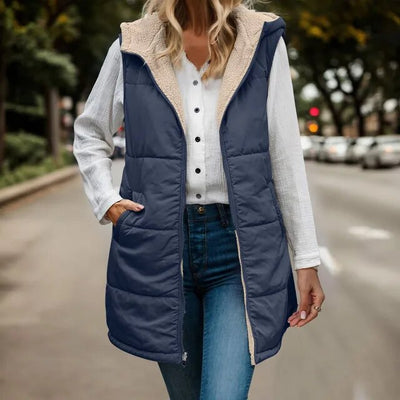 Dames Bodywarmer Met Fleece En Capuchon