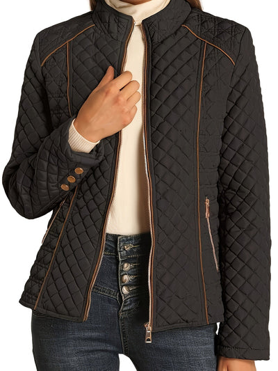 Dames Gewatteerde Winterjas Met Rits En Luxe Materiaal