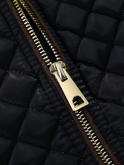 Dames Gewatteerde Winterjas Met Rits En Luxe Materiaal
