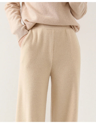Dames Wollen Broek Met Hoge Taille En Wijde Pijpen