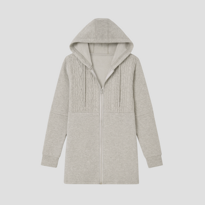 Dames Gebreide Hoodie Met Rits En Capuchon