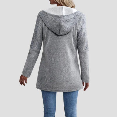 Dames Gebreide Hoodie Met Rits En Capuchon