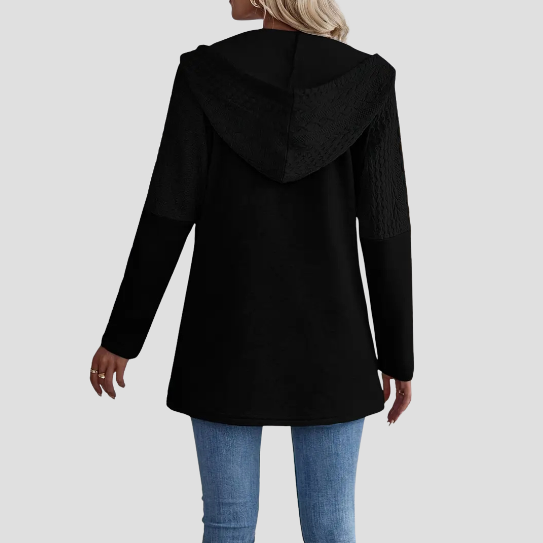 Dames Gebreide Hoodie Met Rits En Capuchon