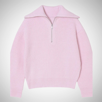 Dames Gestreepte Trui Met Half Zip En Lange Mouwen