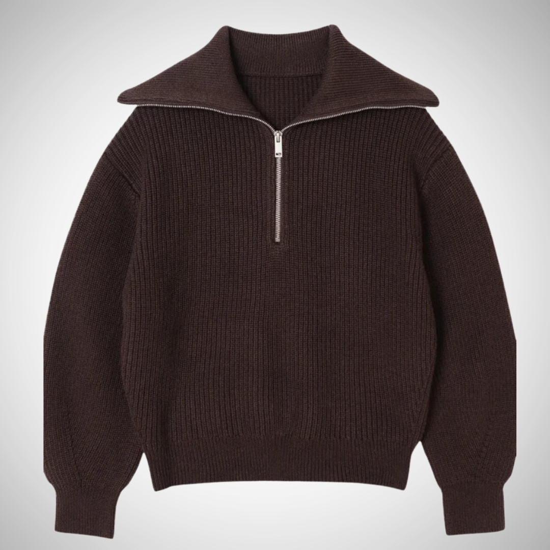 Dames Gestreepte Trui Met Half Zip En Lange Mouwen