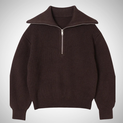 Dames Gestreepte Trui Met Half Zip En Lange Mouwen