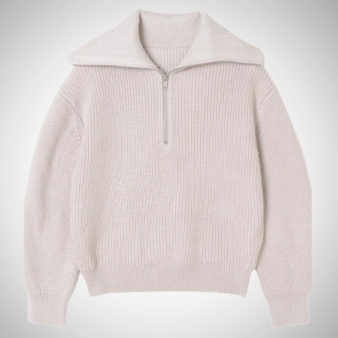 Dames Gestreepte Trui Met Half Zip En Lange Mouwen