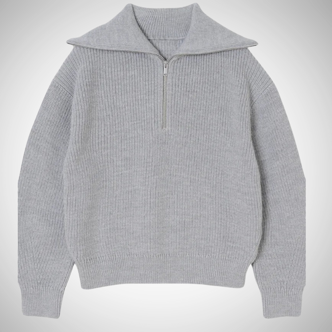 Dames Gestreepte Trui Met Half Zip En Lange Mouwen