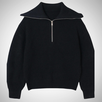 Dames Gestreepte Trui Met Half Zip En Lange Mouwen