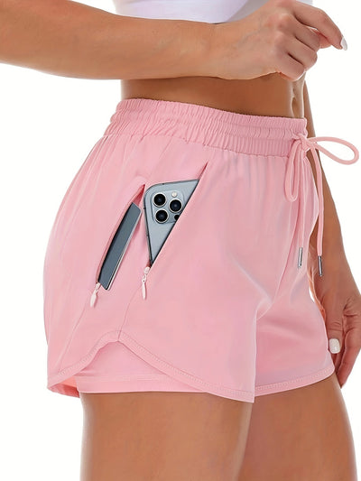 Dames 2-in-1 Sportshort Met Zakken En Hoge Taille