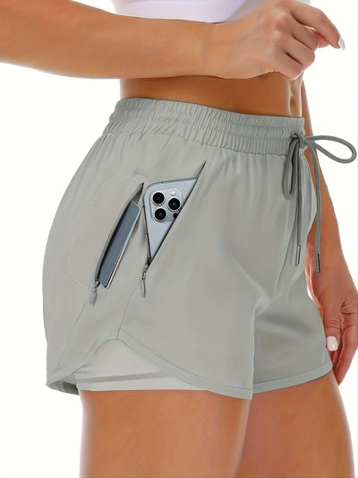Dames 2-in-1 Sportshort Met Zakken En Hoge Taille