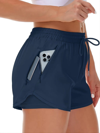 Dames 2-in-1 Sportshort Met Zakken En Hoge Taille