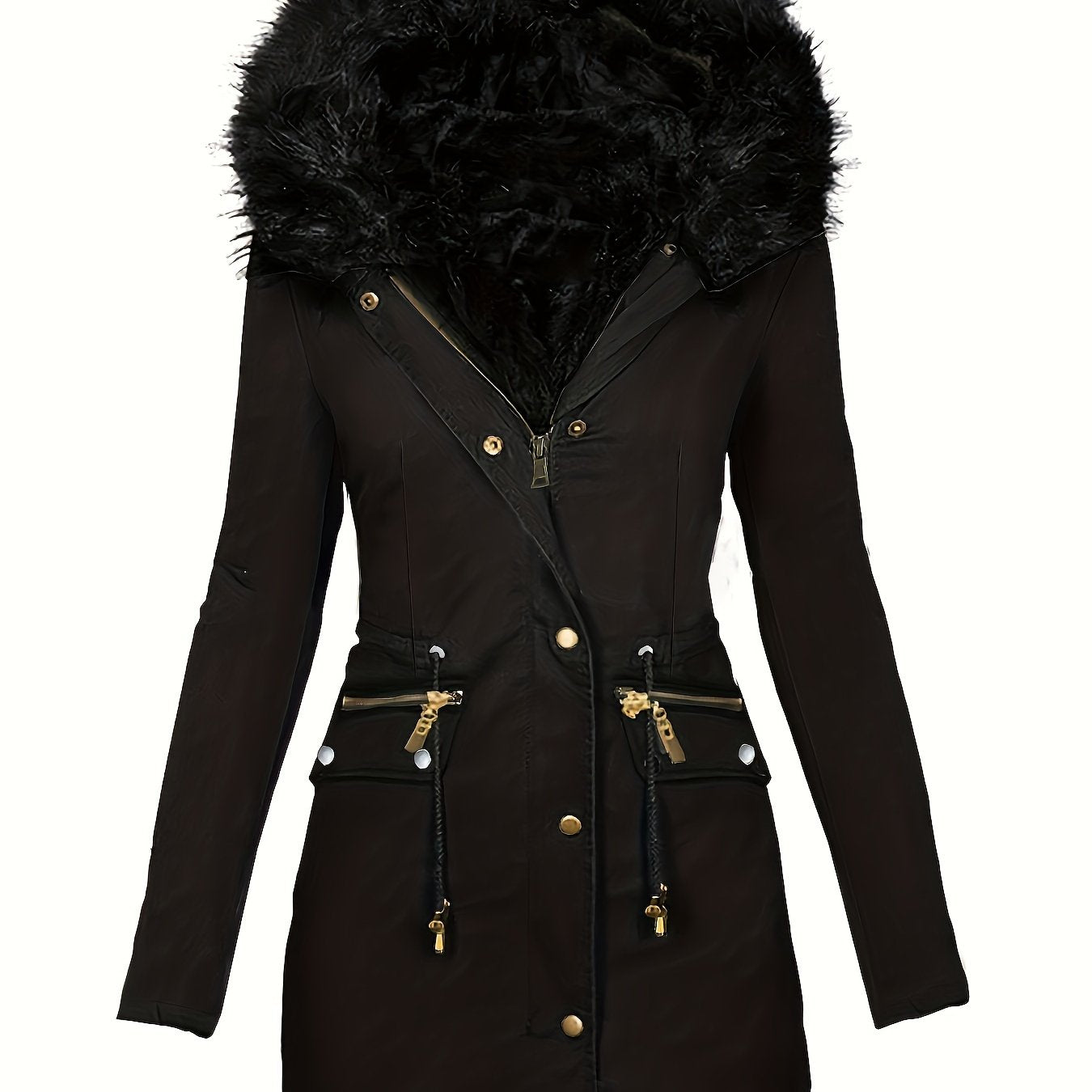 Dames Winterparka Met Capuchon En Imitatiebontkraag