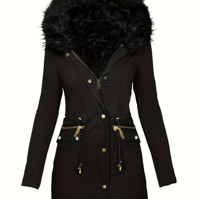 Dames Winterparka Met Capuchon En Imitatiebontkraag