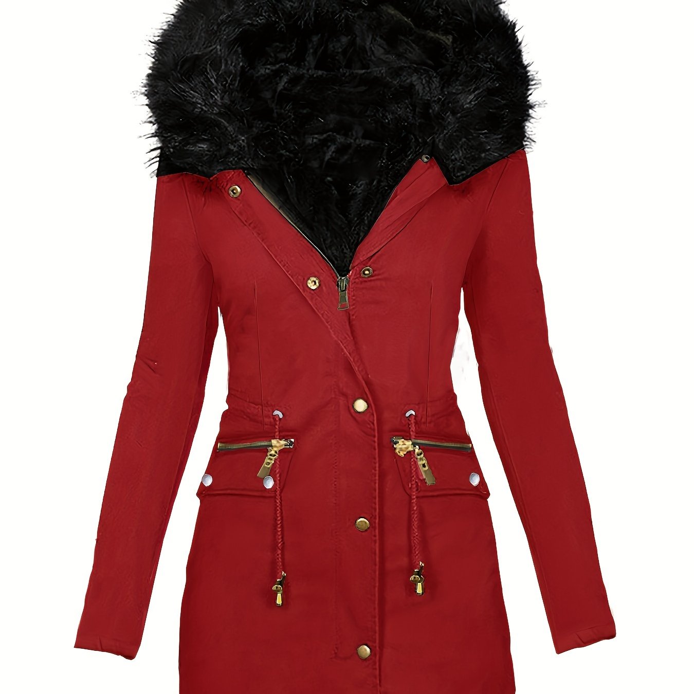 Dames Winterparka Met Capuchon En Imitatiebontkraag