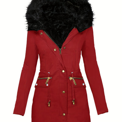 Dames Winterparka Met Capuchon En Imitatiebontkraag