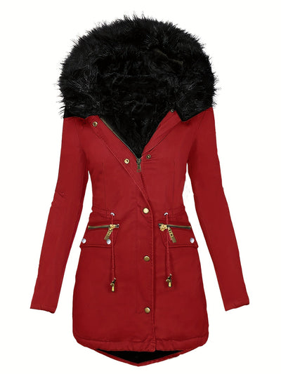 Dames Winterparka Met Capuchon En Imitatiebontkraag