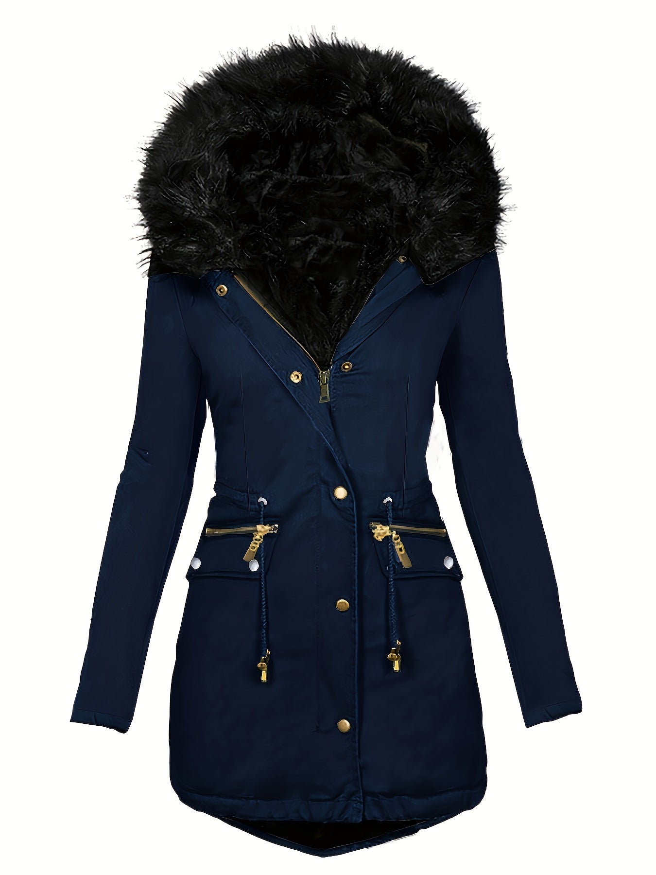 Dames Winterparka Met Capuchon En Imitatiebontkraag