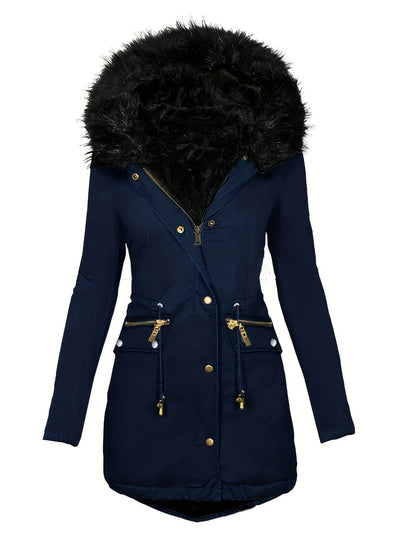 Dames Winterparka Met Capuchon En Imitatiebontkraag