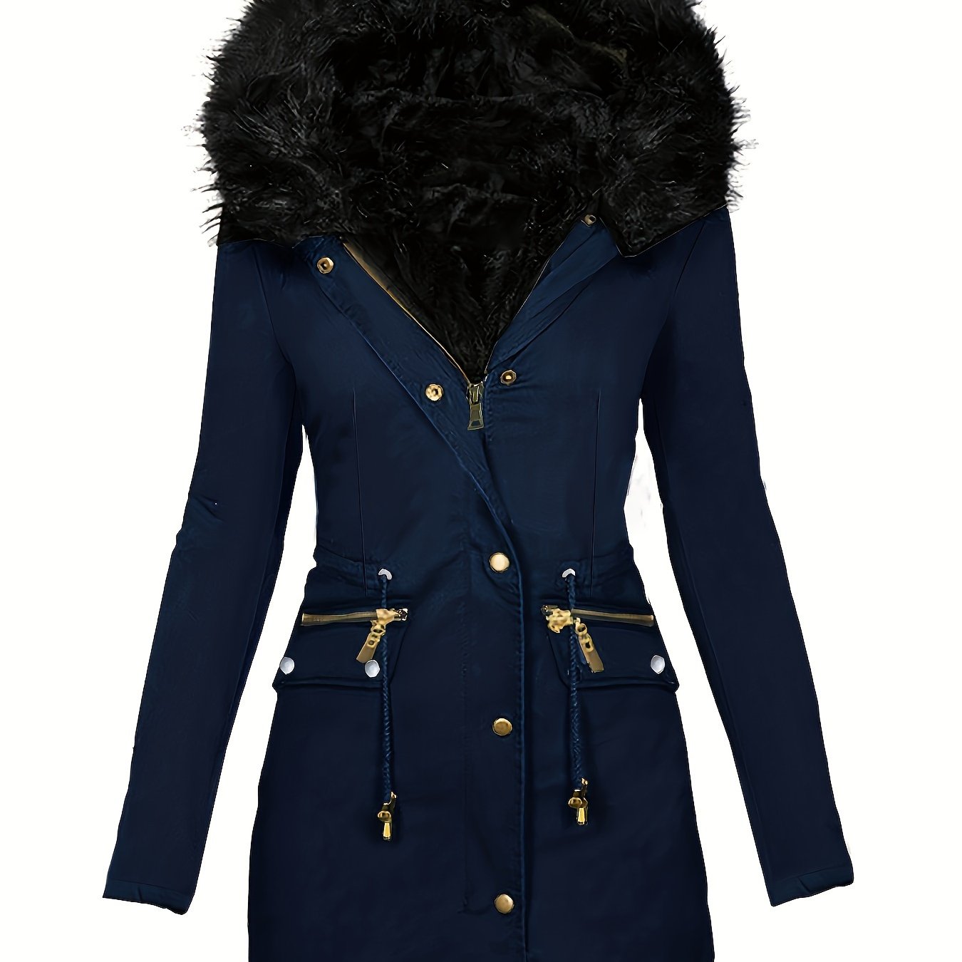 Dames Winterparka Met Capuchon En Imitatiebontkraag