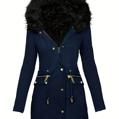 Dames Winterparka Met Capuchon En Imitatiebontkraag