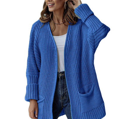 Dames Open Gebreide Cardigan Met Zakdetails En Lange Mouwen