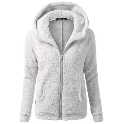 Dames Fleece Winterjas Met Capuchon En Rits
