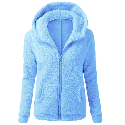 Dames Fleece Winterjas Met Capuchon En Rits