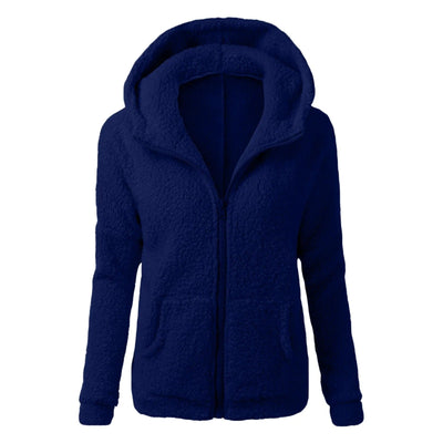 Dames Fleece Winterjas Met Capuchon En Rits