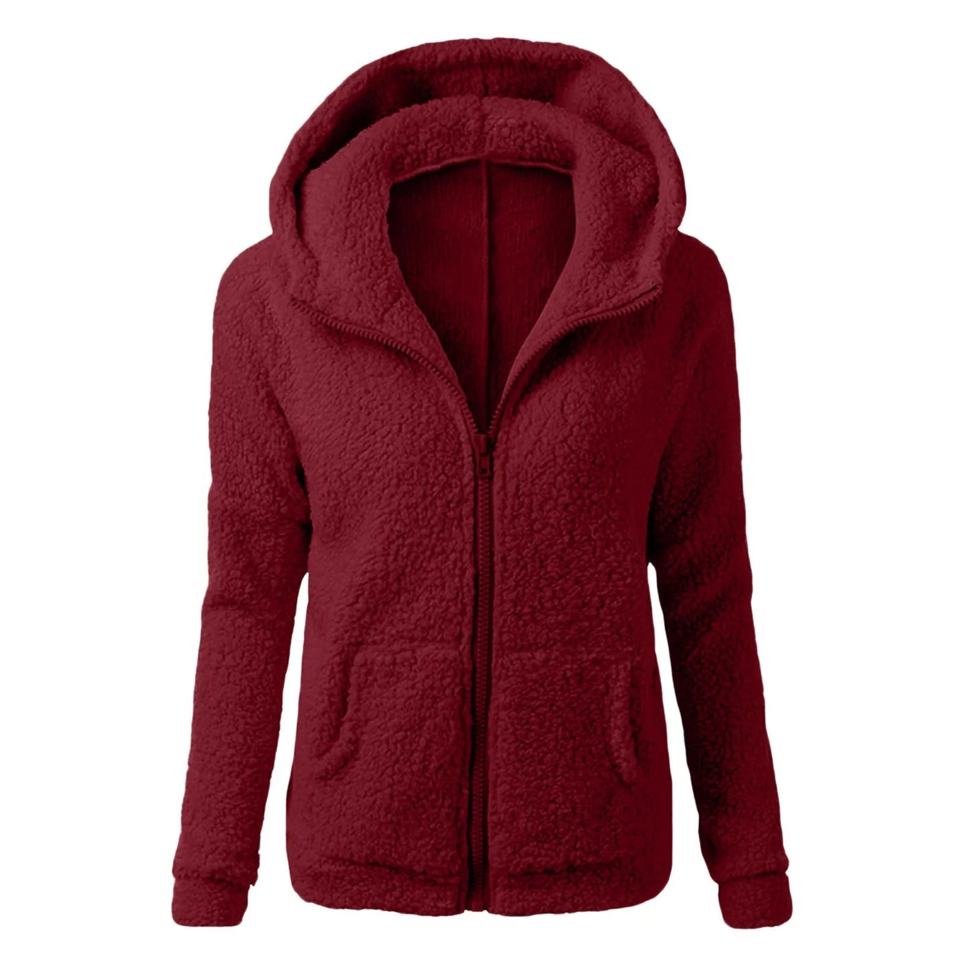 Dames Fleece Winterjas Met Capuchon En Rits