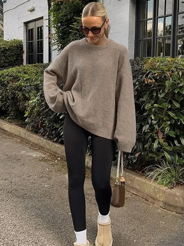 Dames Fluffy Oversized Trui Met Lange Mouwen