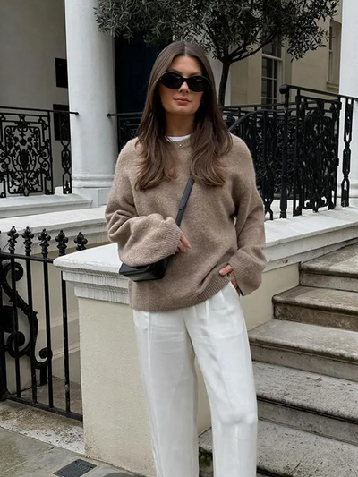Dames Fluffy Oversized Trui Met Lange Mouwen