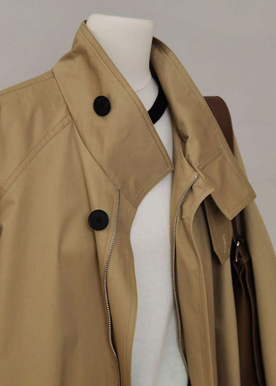 Dames Trenchcoat Met Rits En Lange Mouwen