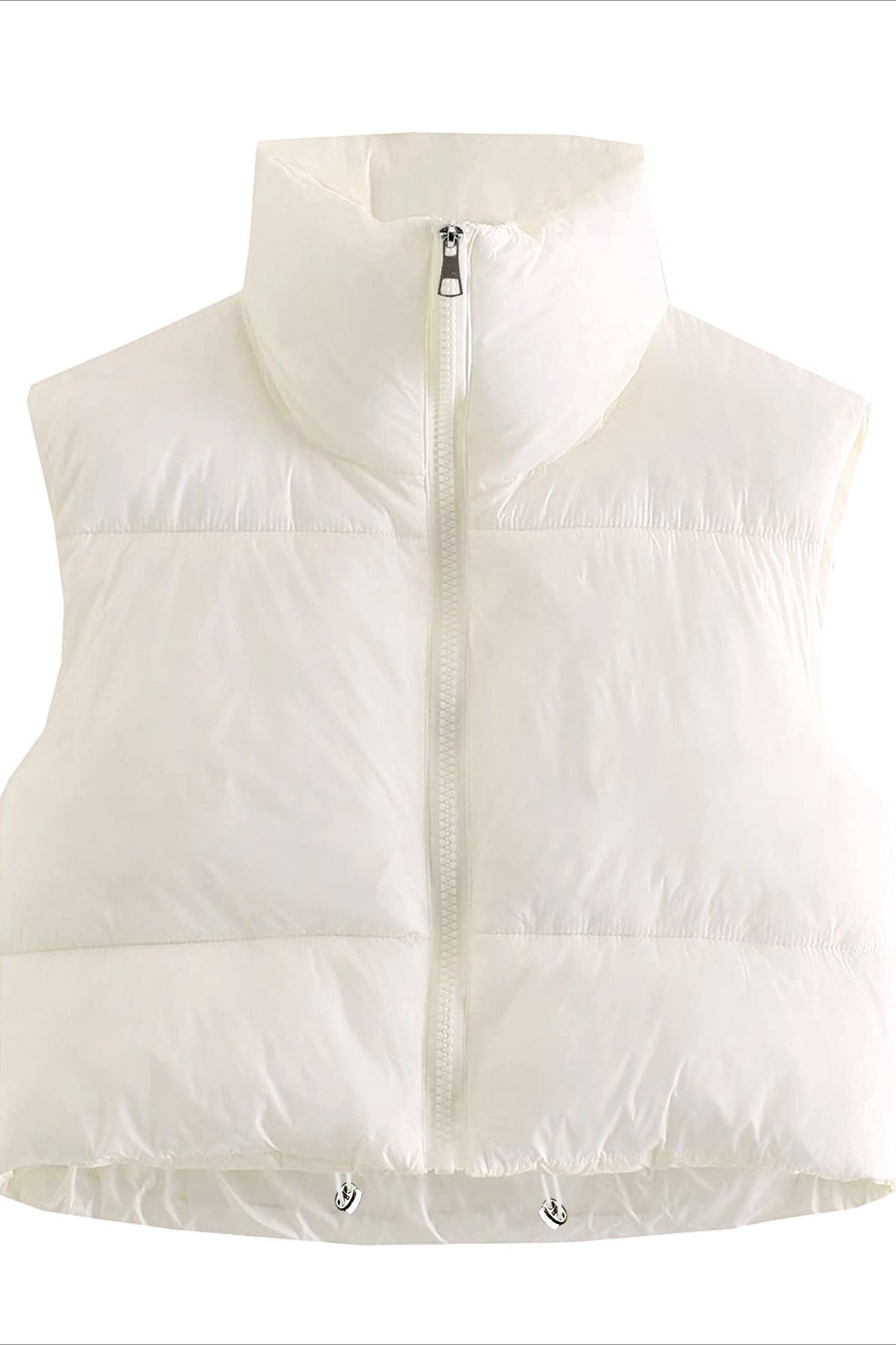 Dames Gewatteerde Bodywarmer Met Rits En Hoge Kraag