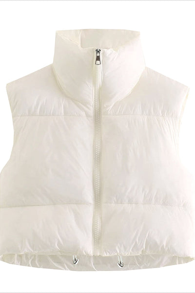 Dames Gewatteerde Bodywarmer Met Rits En Hoge Kraag