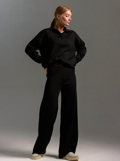 Dames Gebreide Set Met Trui En Broek Met Ontspannen Stijl