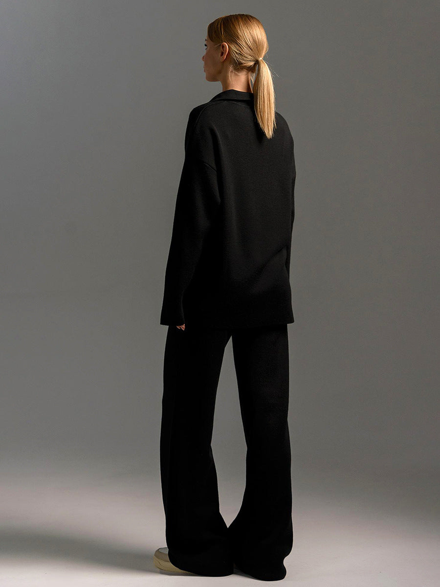 Dames Gebreide Set Met Trui En Broek Met Ontspannen Stijl