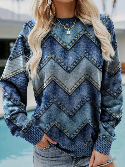 Dames Sweater Met Geometrisch Patroon En Lange Mouwen