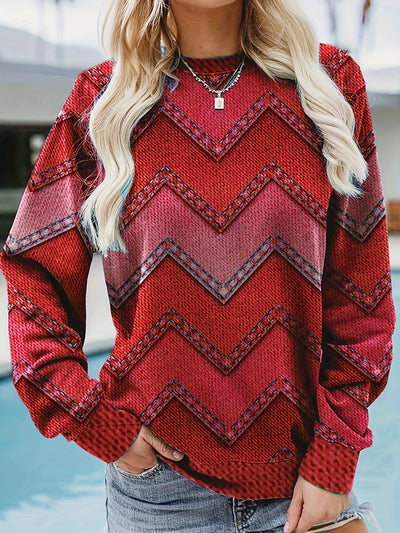 Dames Sweater Met Geometrisch Patroon En Lange Mouwen