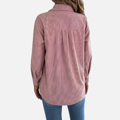 Dames Corduroy Jas Met Lange Mouwen En Knopen